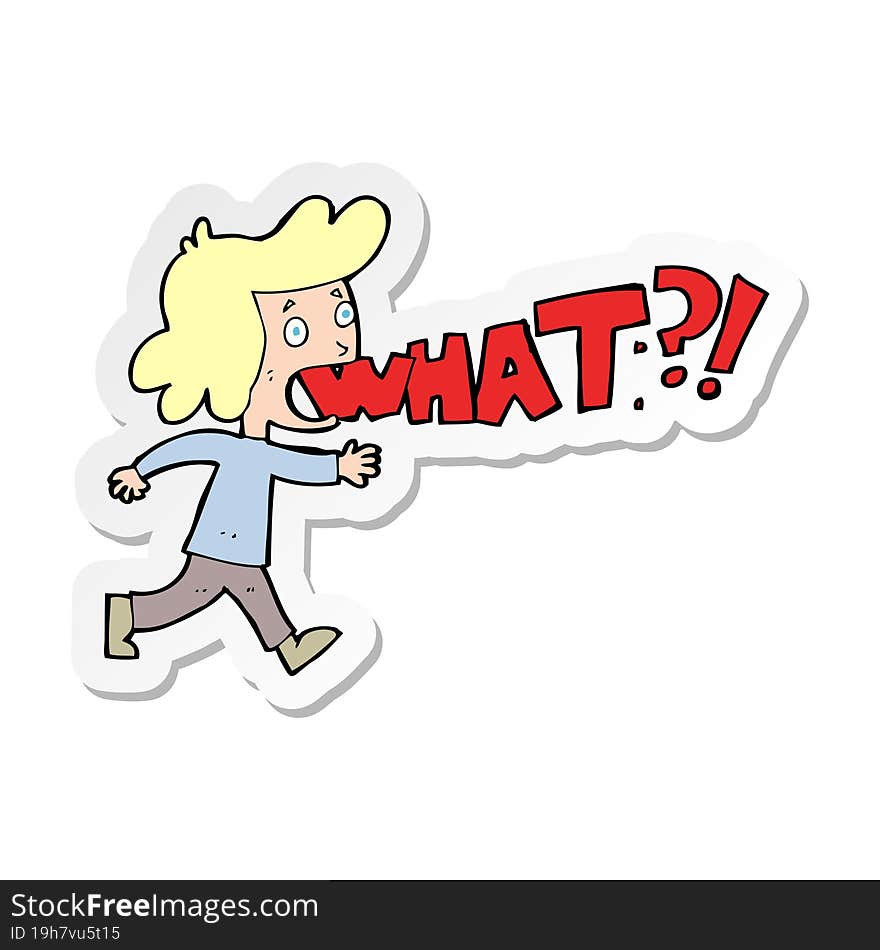 sticker of a cartoon woman shouting what