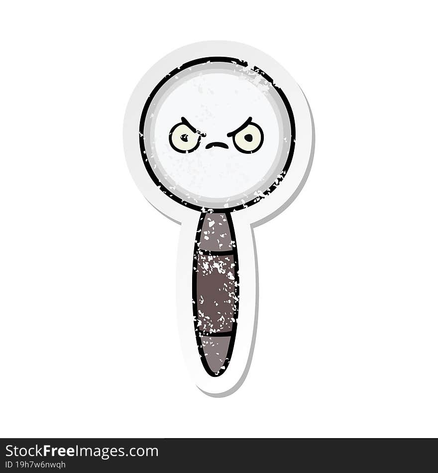 Distressed Sticker Of A Cute Cartoon Magnifying Glass