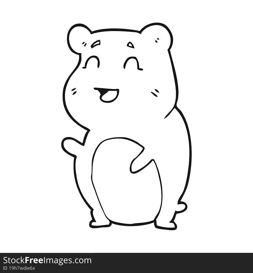 black and white cartoon cute hamster