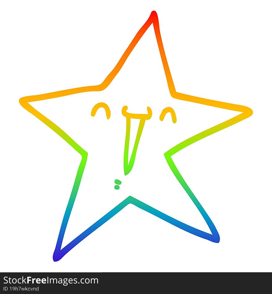 rainbow gradient line drawing happy cartoon star