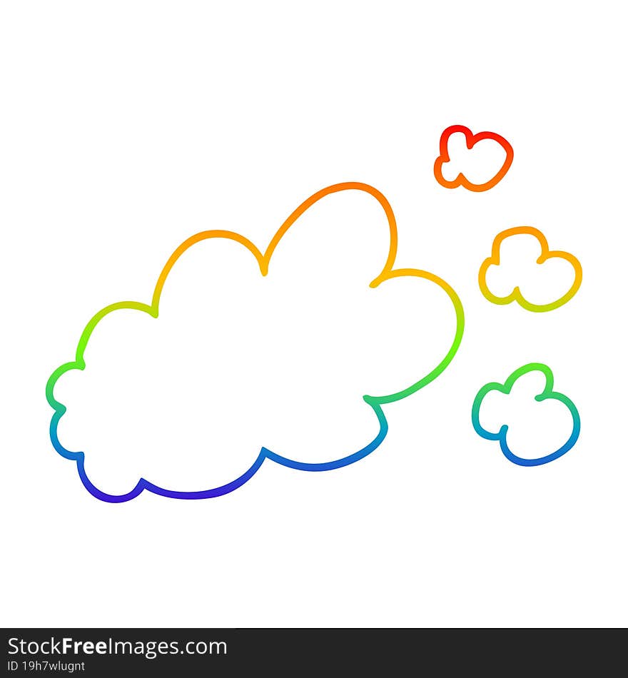 rainbow gradient line drawing cartoon puff of smoke