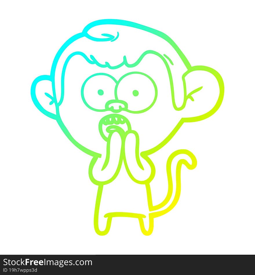 cold gradient line drawing cartoon shocked monkey