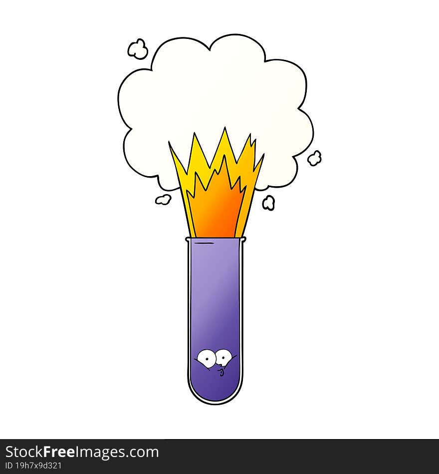 cartoon exploding chemicals in test tube. cartoon exploding chemicals in test tube