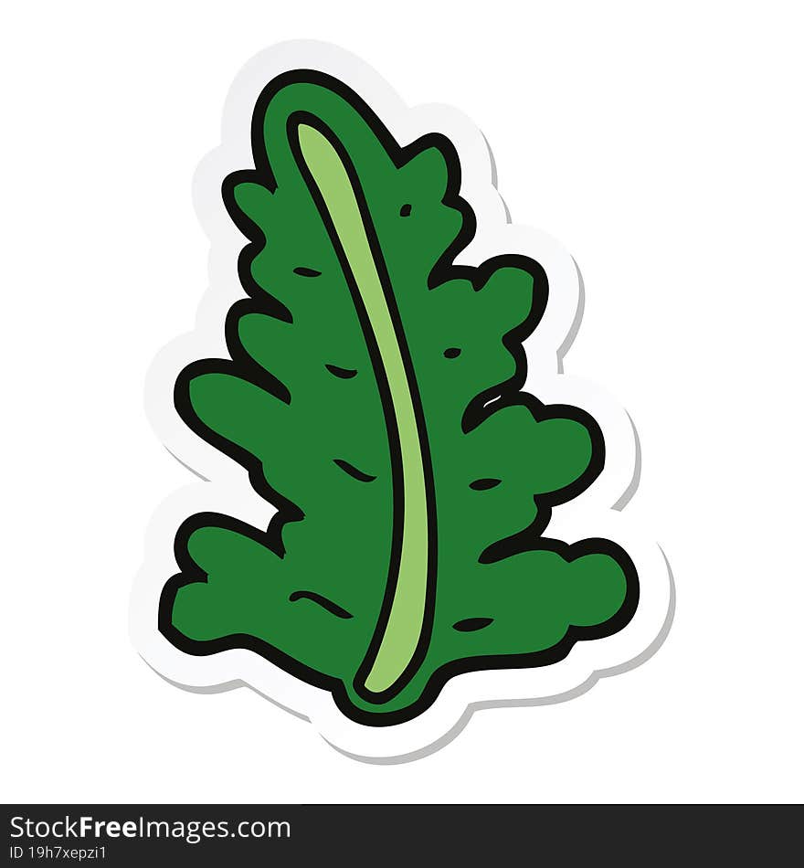 sticker of a cartoon leaf