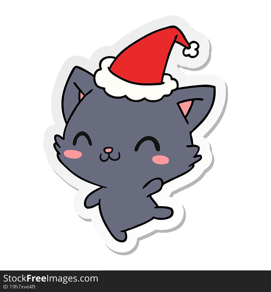 christmas sticker cartoon of kawaii cat