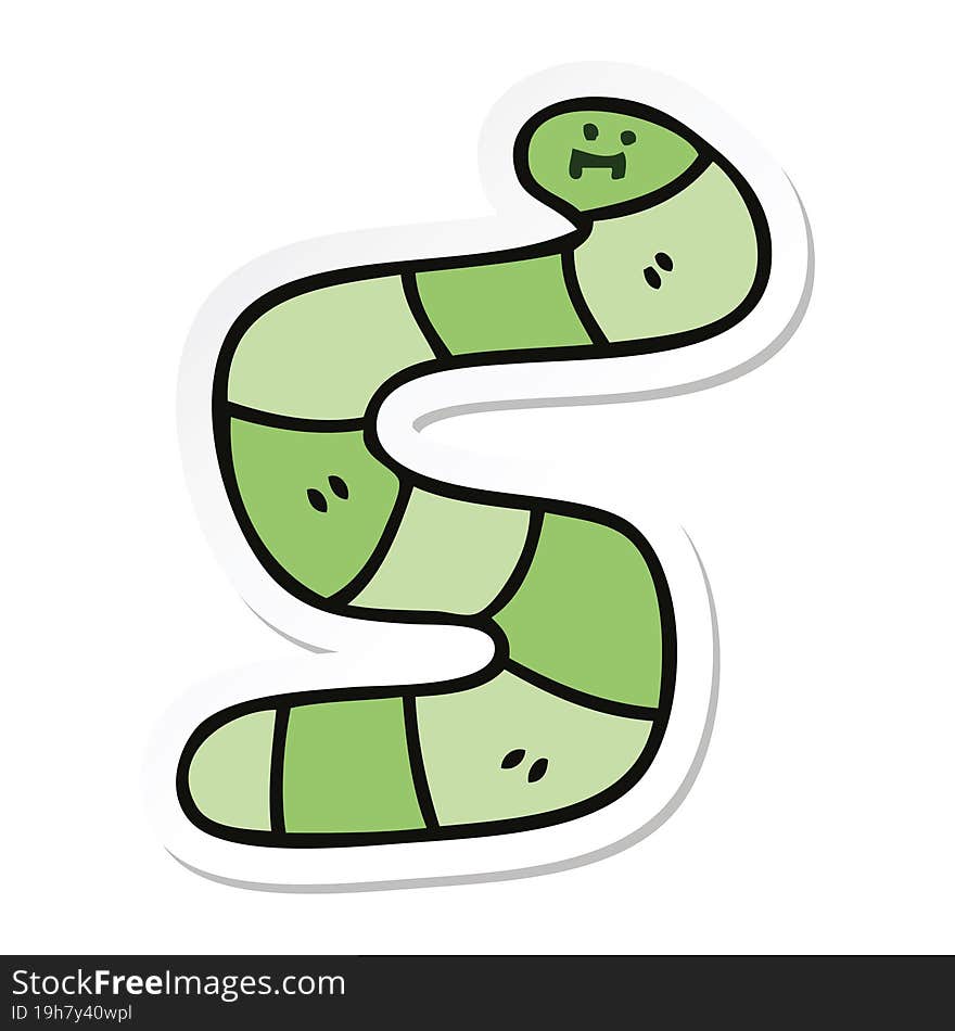 sticker of a quirky hand drawn cartoon snake