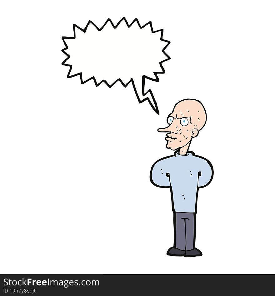 Cartoon Evil Bald Man With Speech Bubble