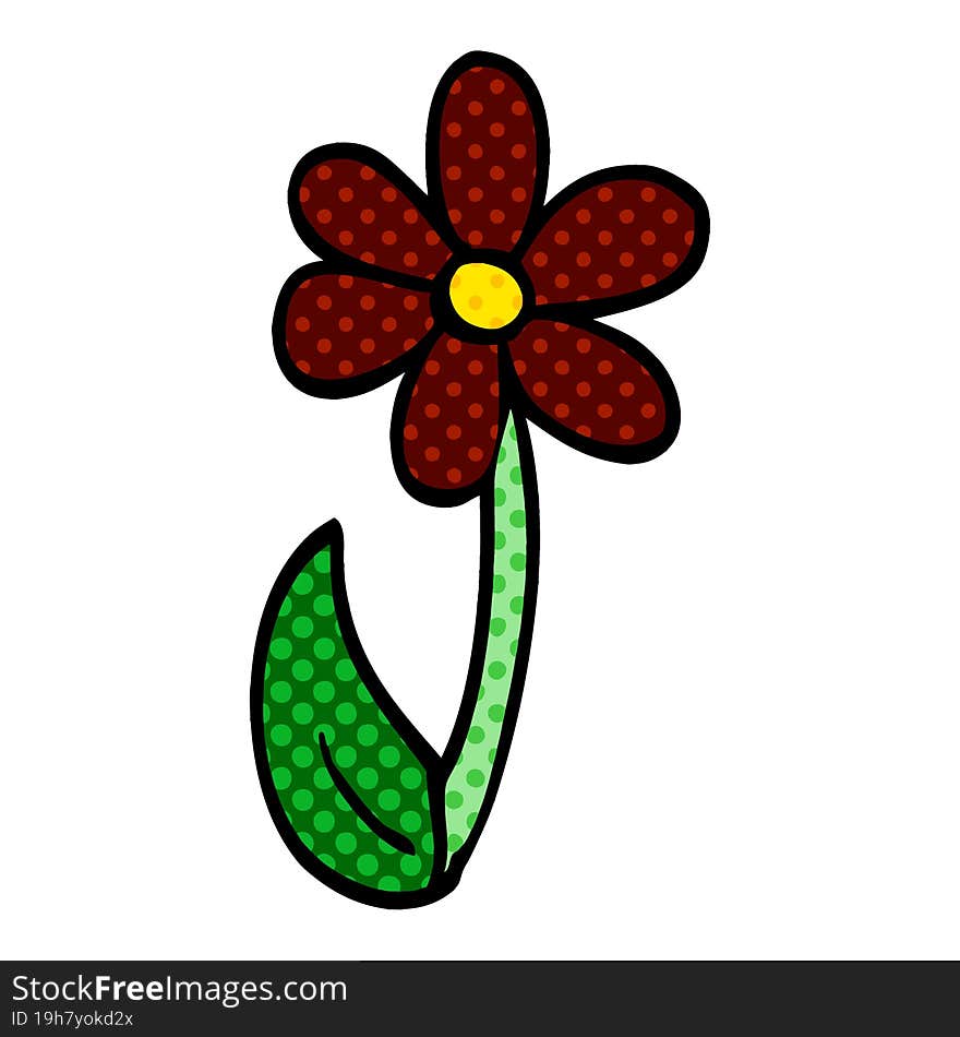 cartoon doodle single flower