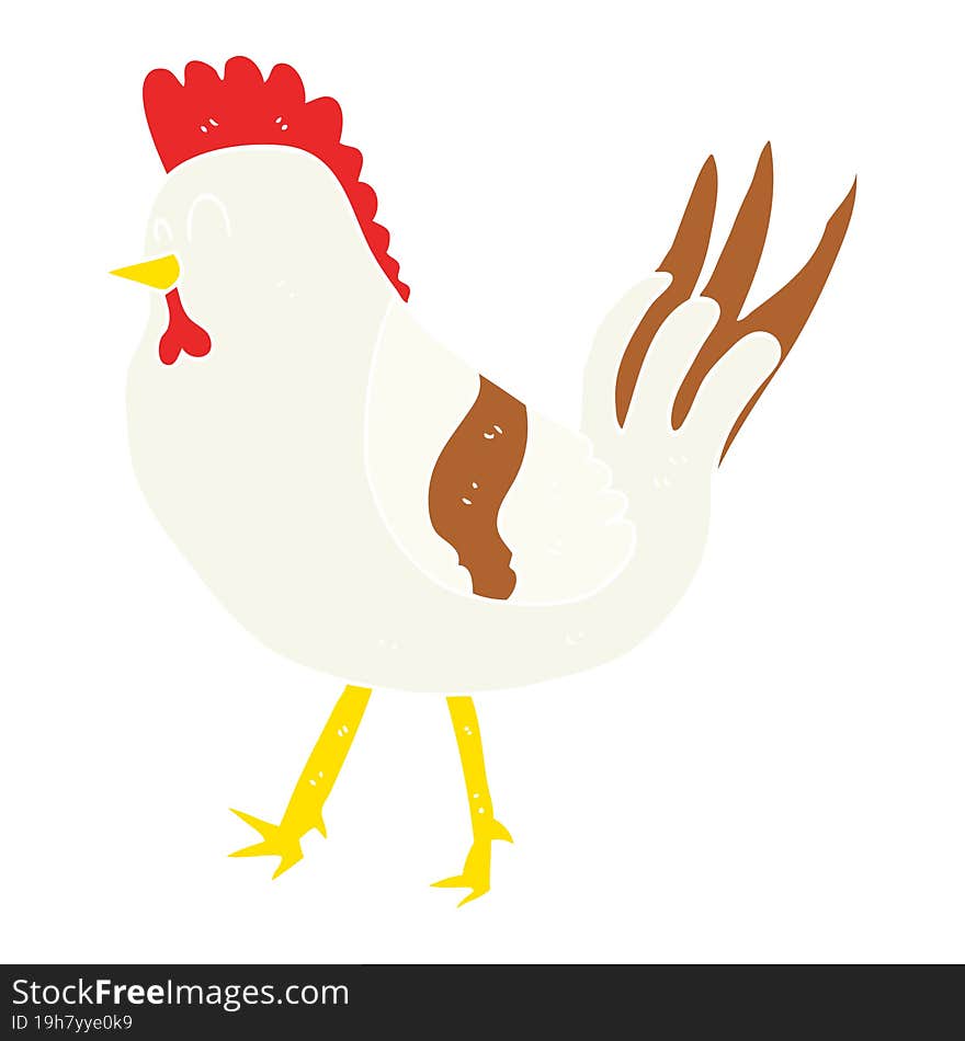 Flat Color Illustration Of A Cartoon Chicken