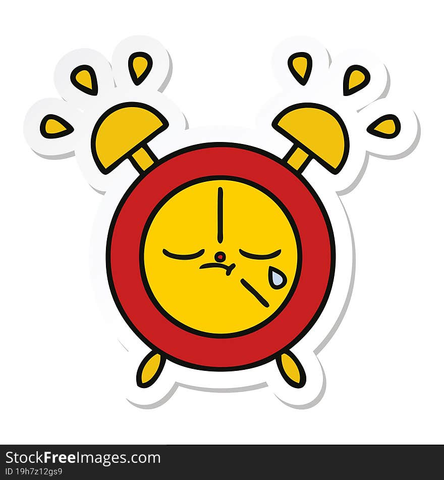 Sticker Of A Cute Cartoon Alarm Clock