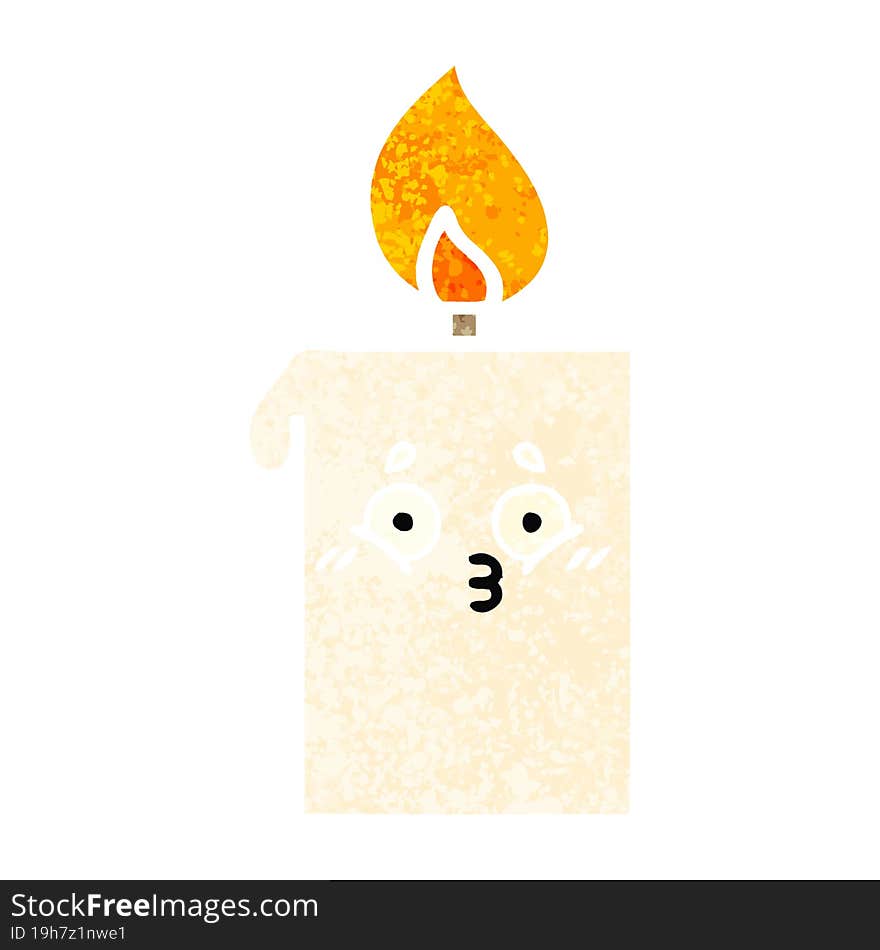 Retro Illustration Style Cartoon Lit Candle