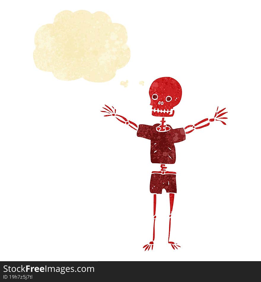 Cartoon Skeleton In Clothes With Thought Bubble