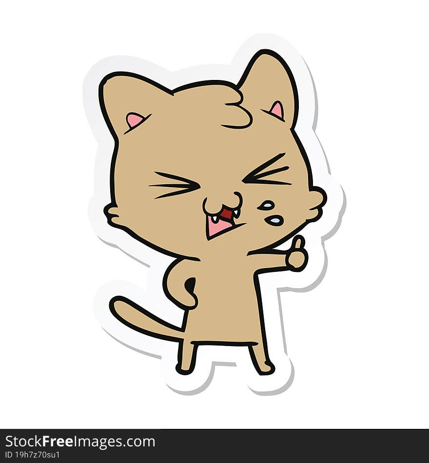 sticker of a cartoon hissing cat