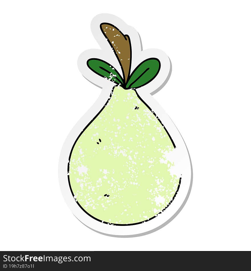 Distressed Sticker Of A Quirky Hand Drawn Cartoon Pear