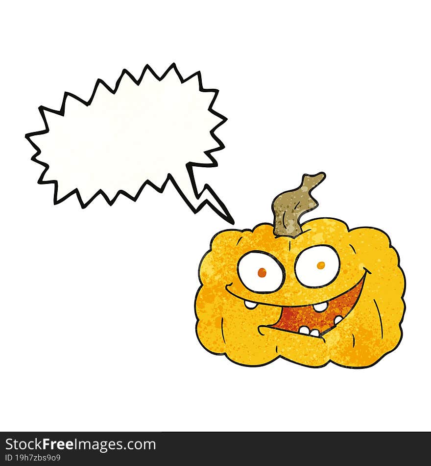 freehand speech bubble textured cartoon pumpkin