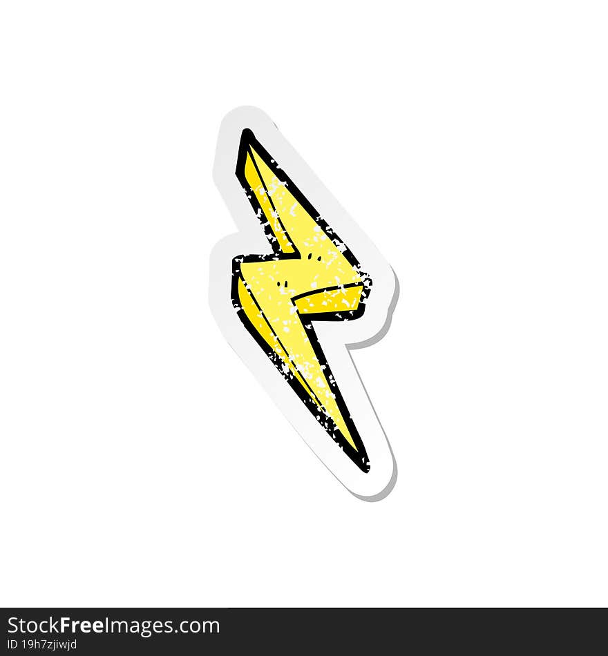 Retro Distressed Sticker Of A Cartoon Lightning Bolt Symbol