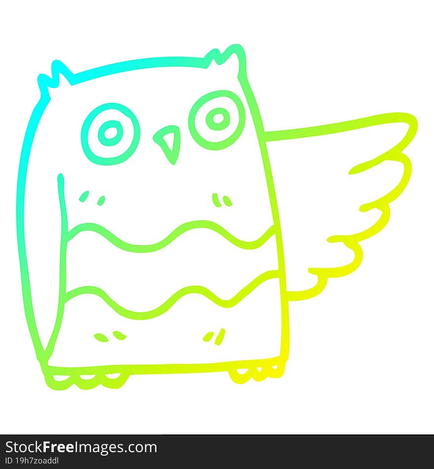 Cold Gradient Line Drawing Cartoon Cute Owl