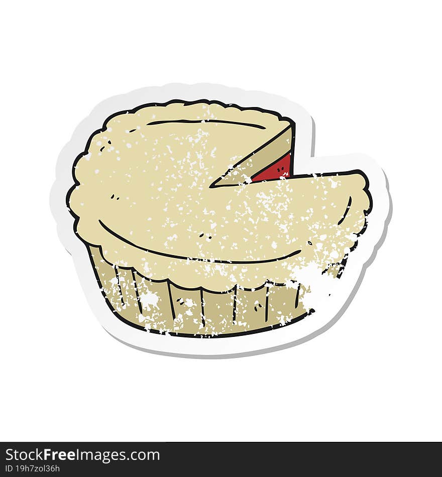 retro distressed sticker of a cartoon pie