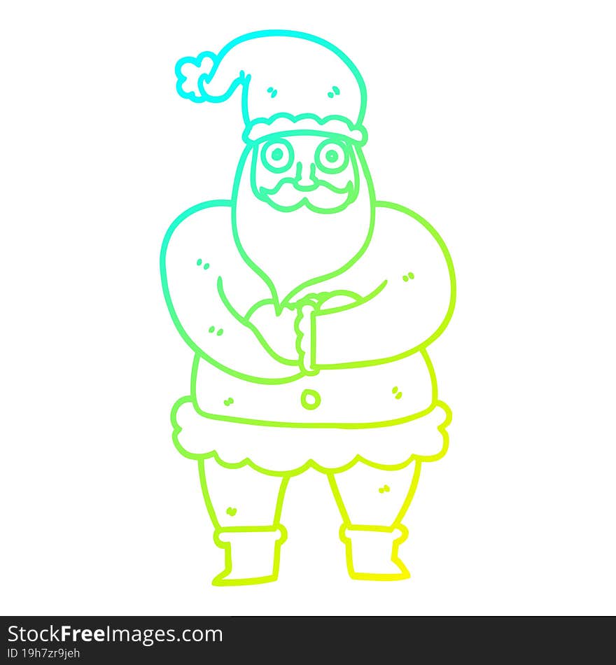 cold gradient line drawing cartoon santa