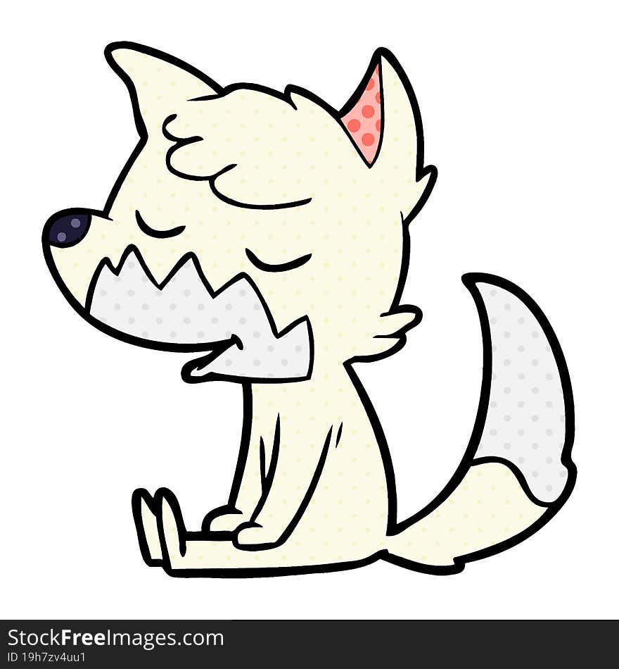 friendly cartoon sitting fox. friendly cartoon sitting fox