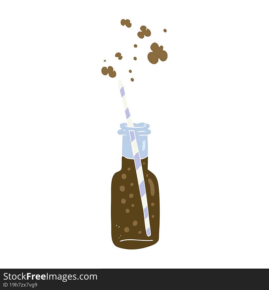 flat color illustration of a cartoon fizzy drink bottle