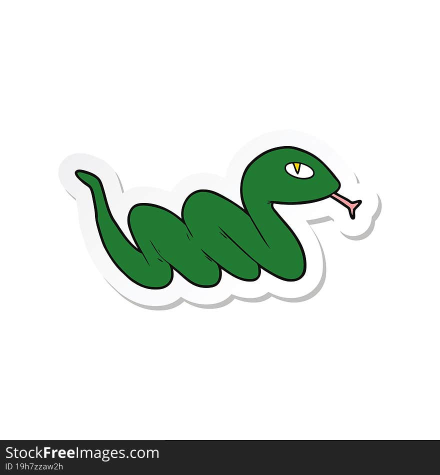 sticker of a cartoon slithering snake