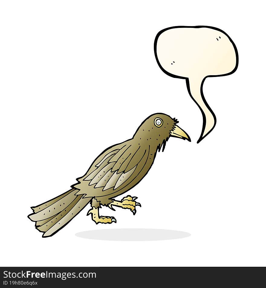 Cartoon Crow With Speech Bubble