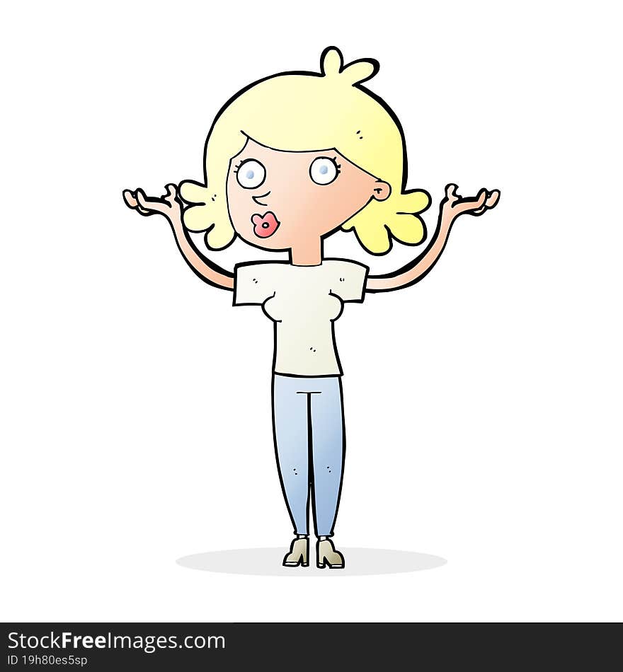 cartoon woman throwing arms in air