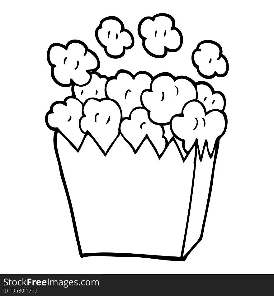 line drawing cartoon popcorn