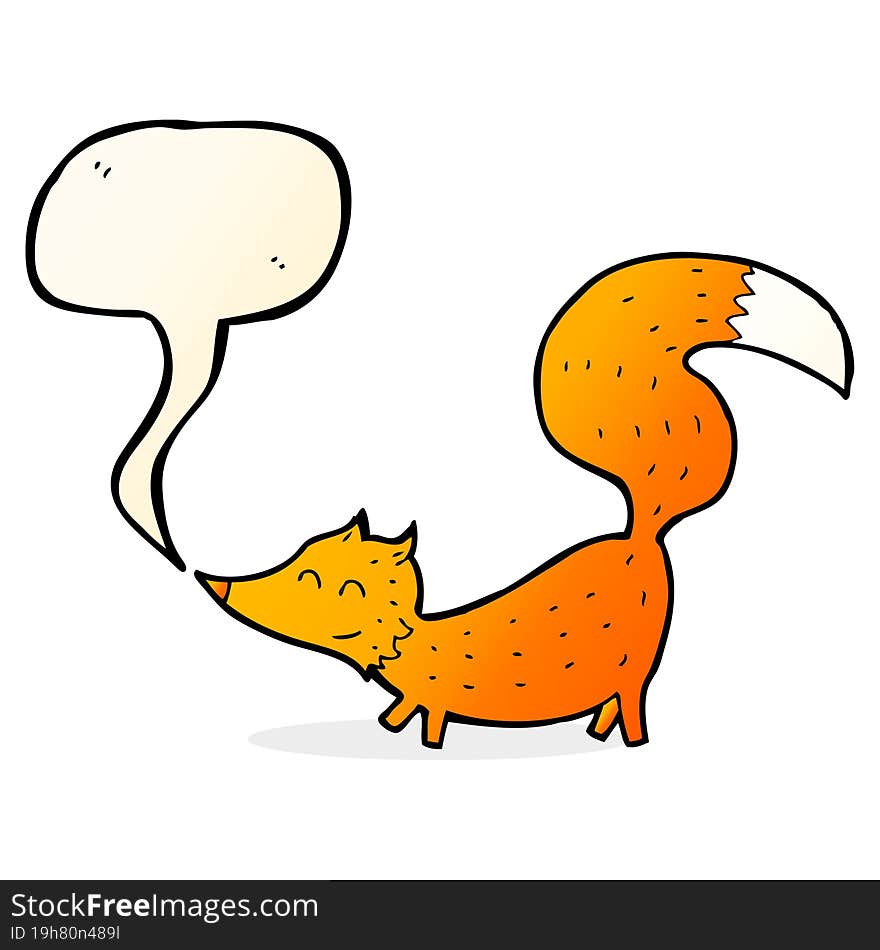 cartoon little fox with speech bubble