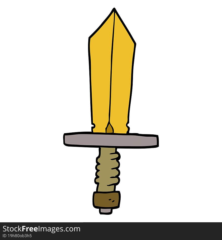 cartoon doodle of an old bronze sword