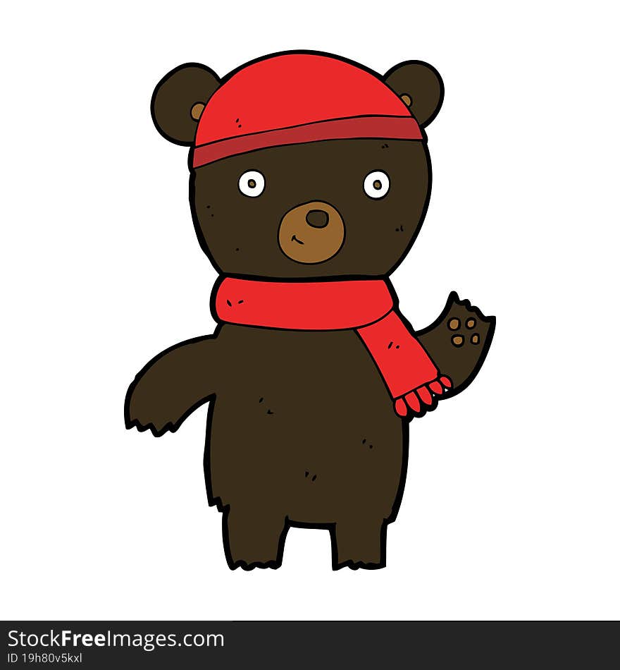 cartoon waving black bear