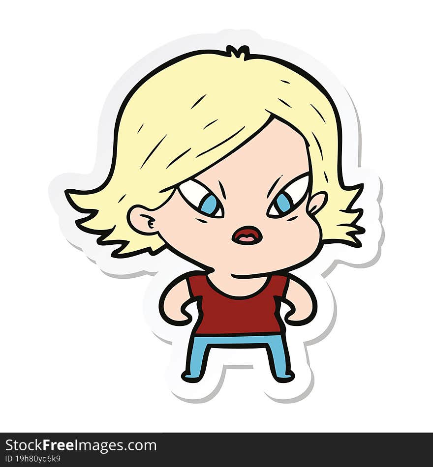 sticker of a cartoon stressed woman