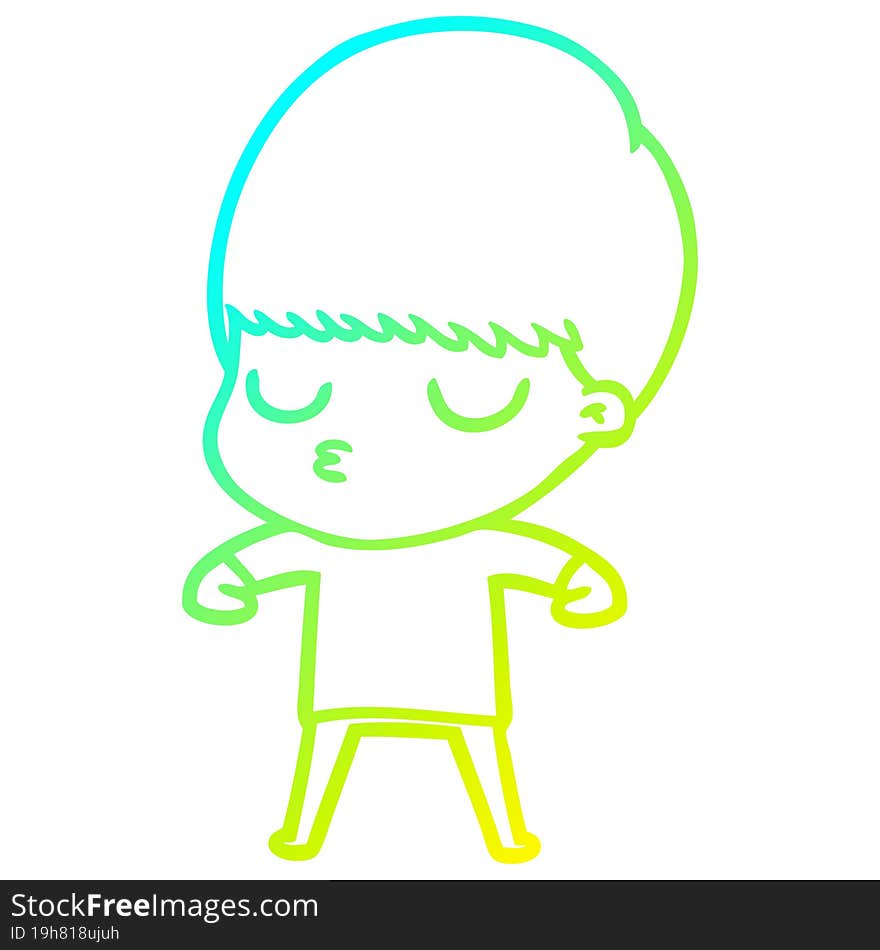 cold gradient line drawing cartoon calm boy