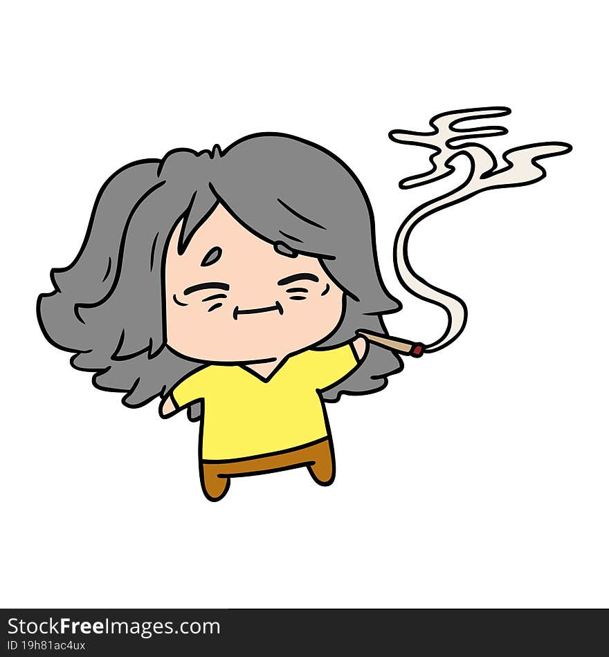 Cartoon Of Cute Kawaii Old Woman