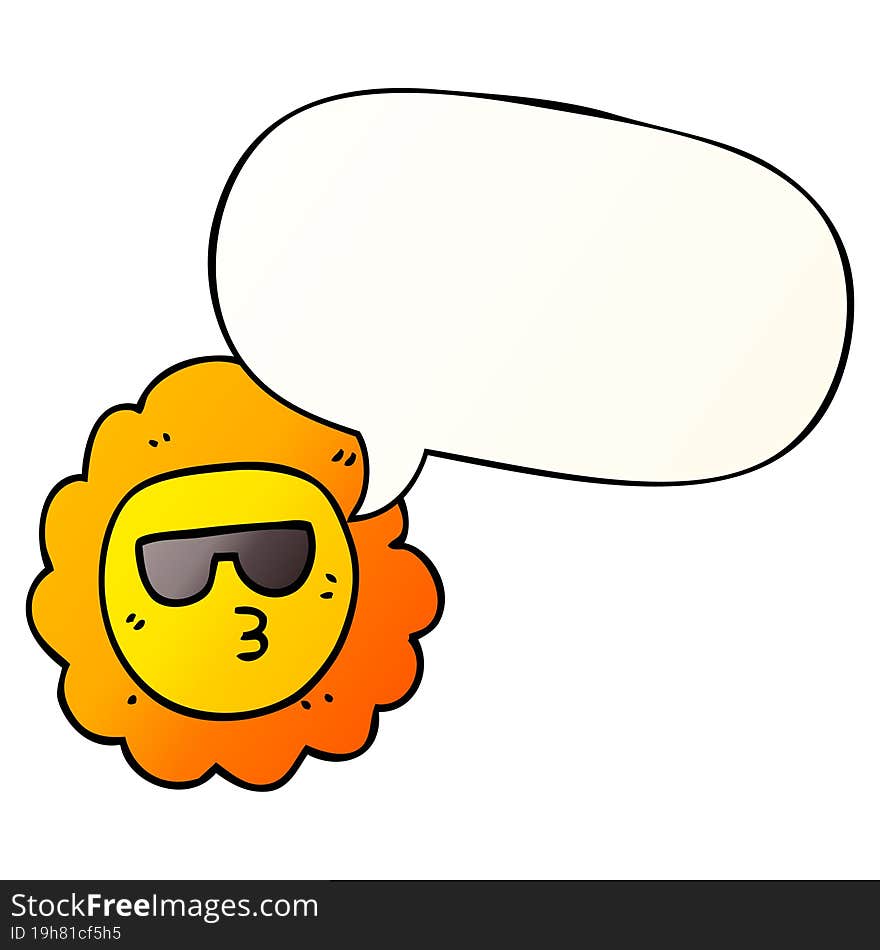 cartoon sunflower and speech bubble in smooth gradient style