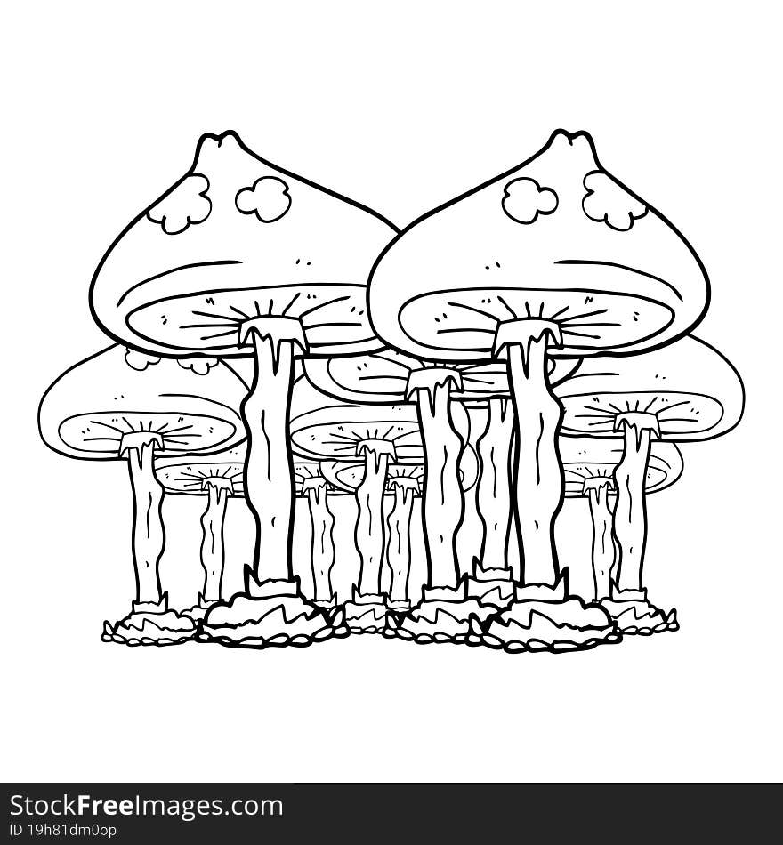 Black And White Cartoon Mushrooms