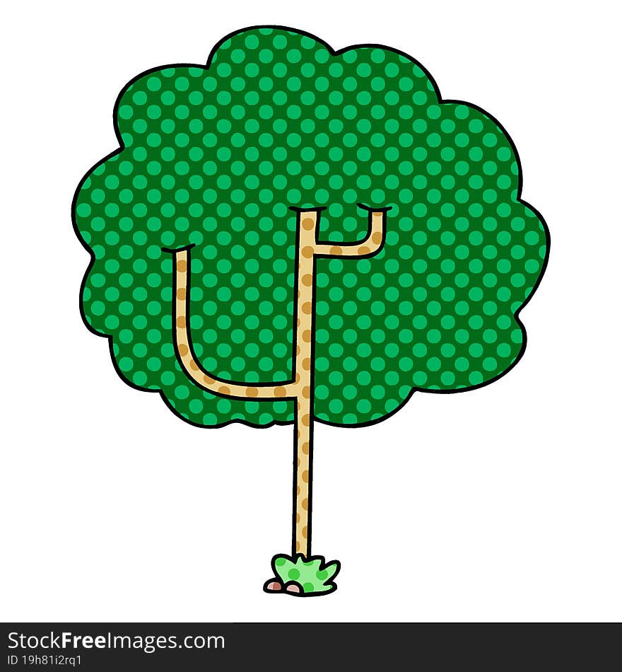 quirky comic book style cartoon tree