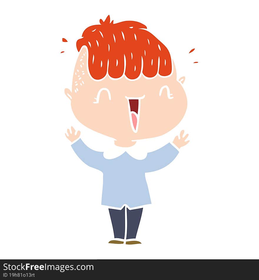 Flat Color Style Cartoon Happy Boy Surprised