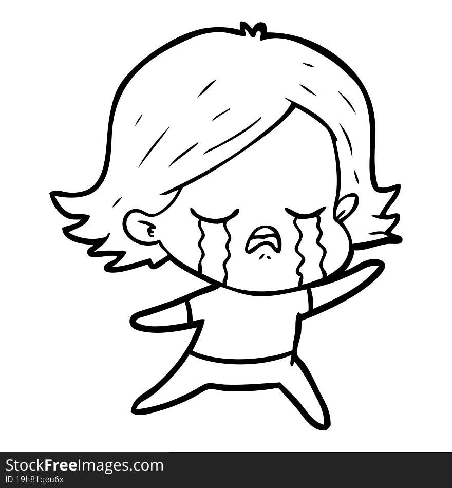 cartoon girl crying. cartoon girl crying