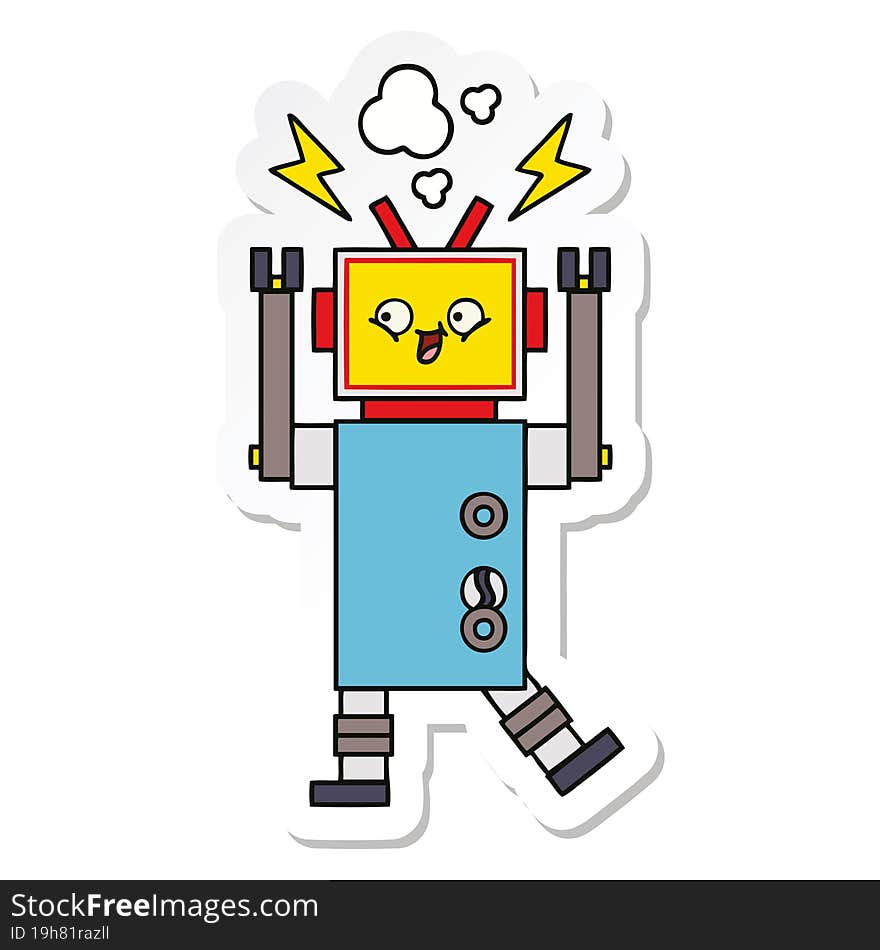 sticker of a cute cartoon robot