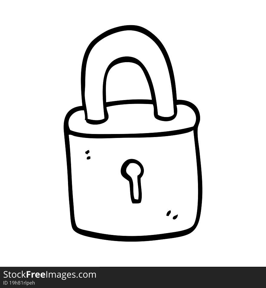 line drawing cartoon padlock