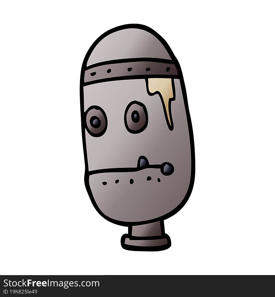 cartoon doodle retro robot head