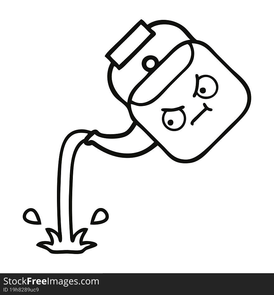 Line Drawing Cartoon Pouring Kettle