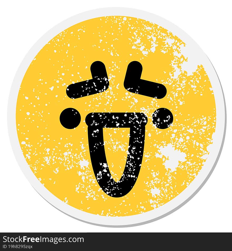 nervous laughing face circular sticker