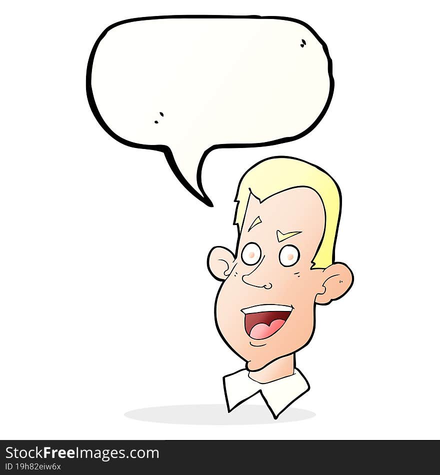 cartoon male face with speech bubble