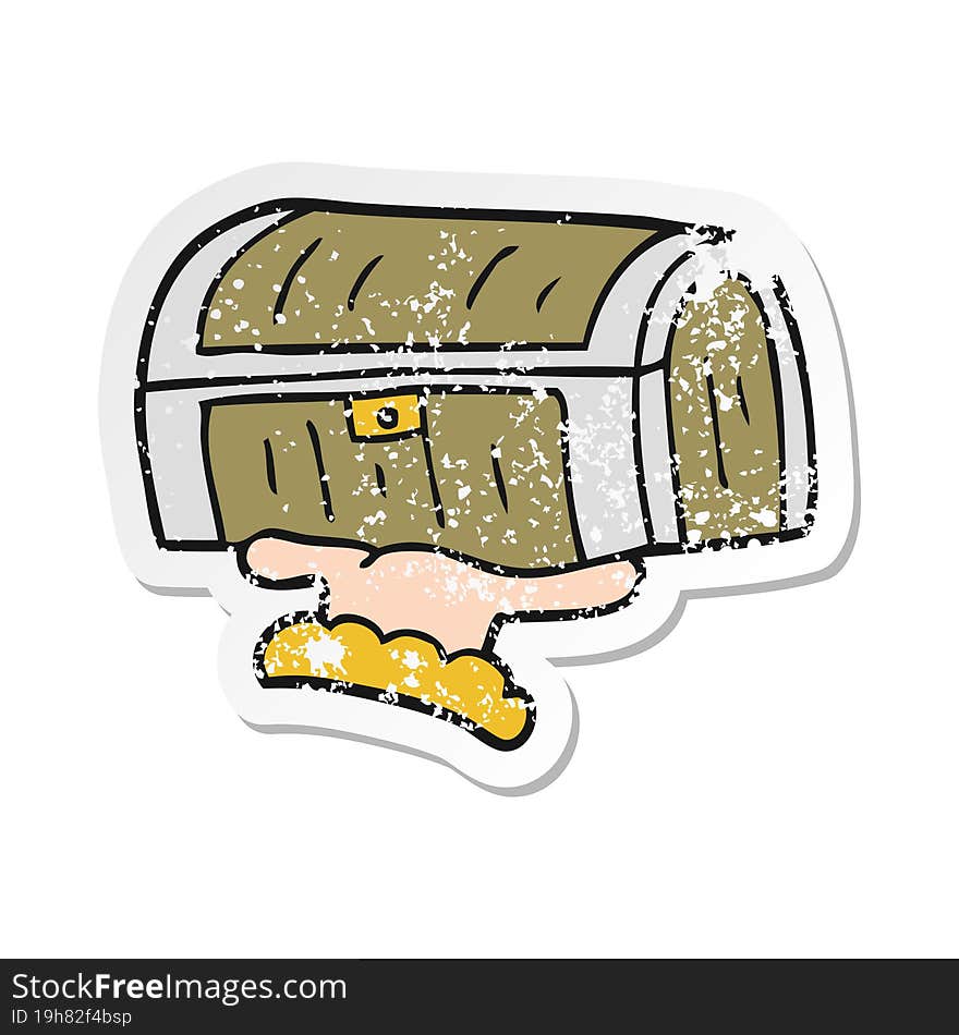 retro distressed sticker of a cartoon treasure chest