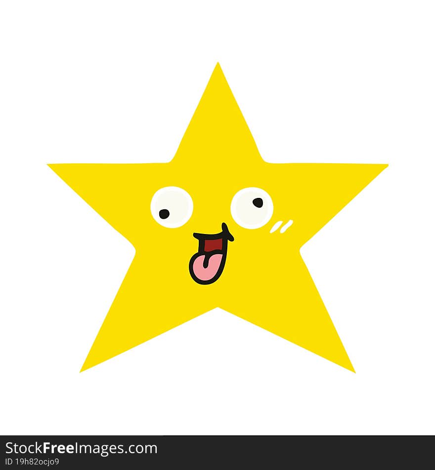 flat color retro cartoon gold star