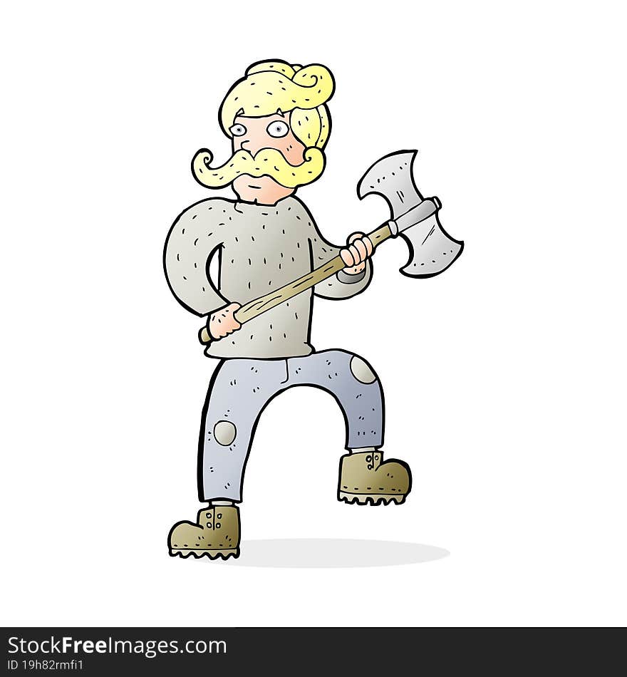 cartoon man with axe