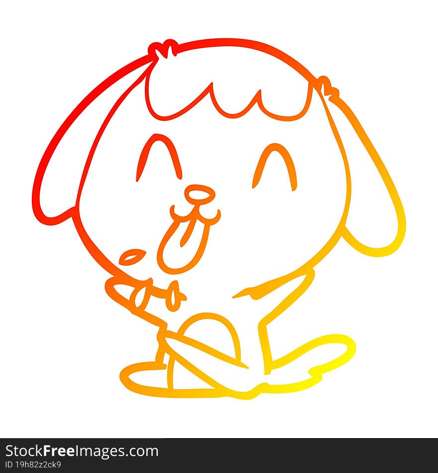 Warm Gradient Line Drawing Cute Cartoon Dog